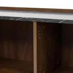 Madia 160x78h cm 2 ante 3 cassetti piano effetto marmo nero noce Caliva