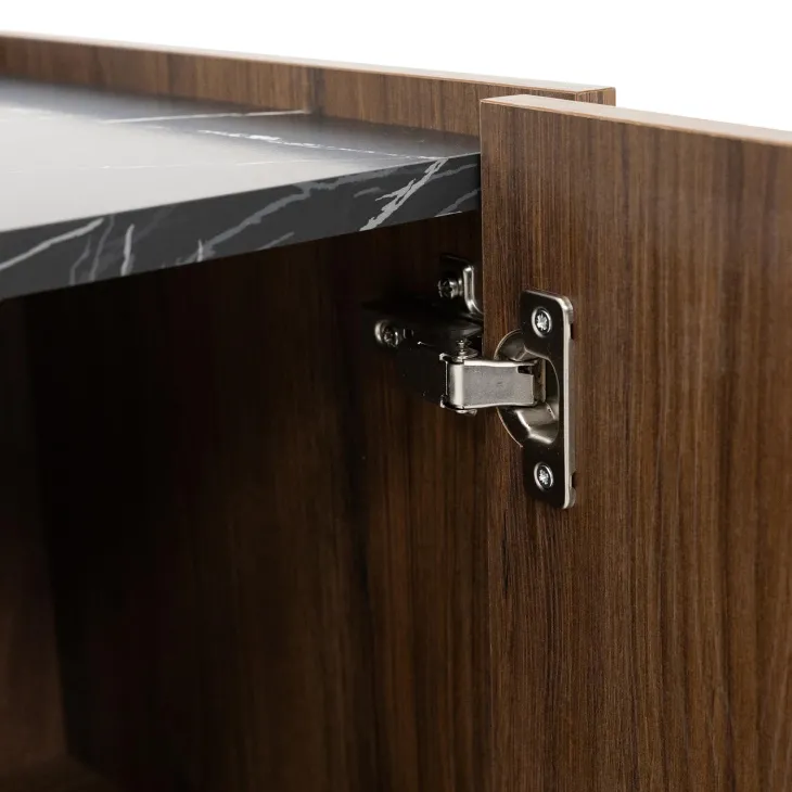 Madia 160x78h cm 2 ante 3 cassetti piano effetto marmo nero noce Caliva