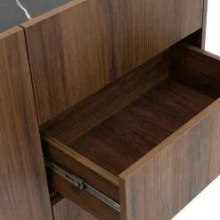 Madia 160x78h cm 2 ante 3 cassetti piano effetto marmo nero noce Caliva