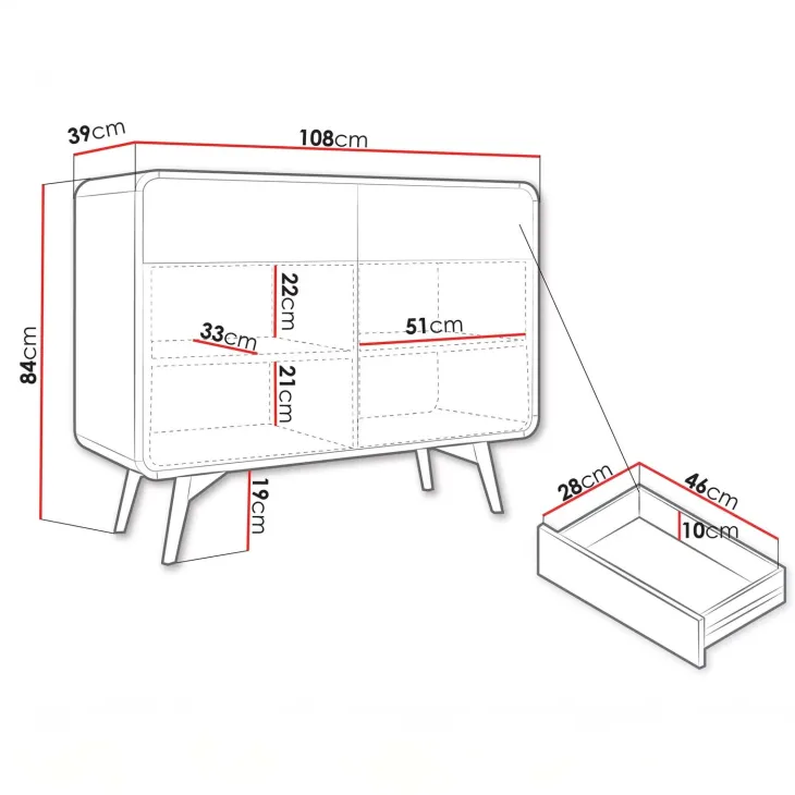 Madia 108x84h cm 2 ante 2 cassetti rovere scuro Walden