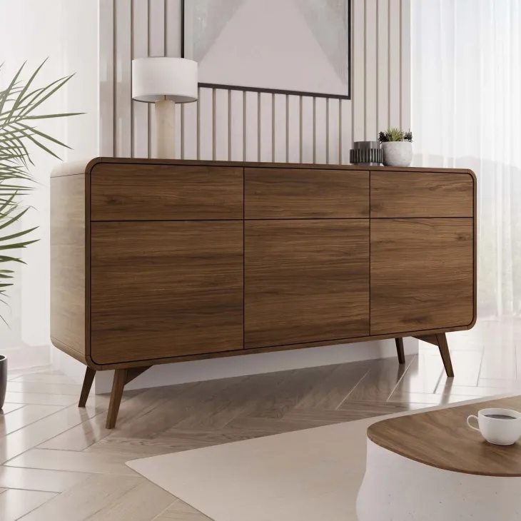 Madia 160x84h cm 3 ante 3 cassetti rovere scuro Walden
