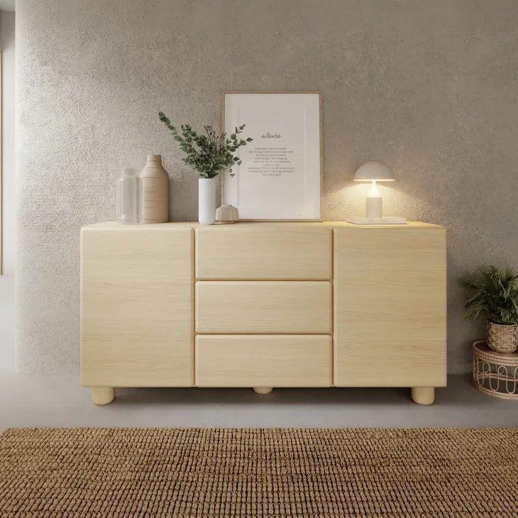 Madia 160x80h cm 2 ante 3 cassetti soggiorno rovere chiaro Mellow