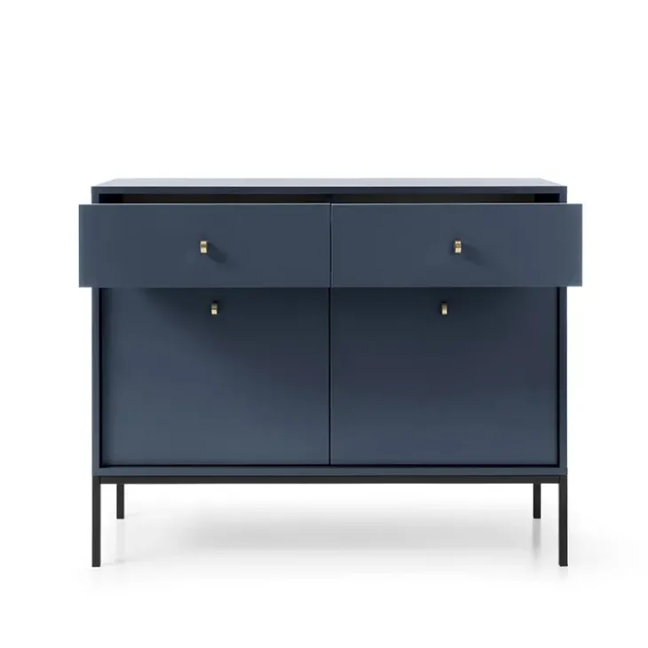 Madia 104x83h cm 2 ante con cassetti soggiorno blu notte Glory