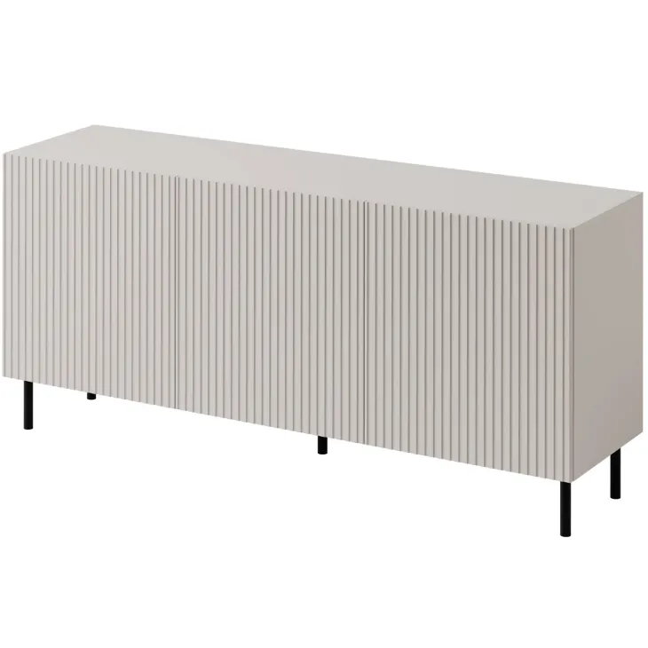 Madia 156x76h cm 3 ante con frontali cannettati beige Ziggy