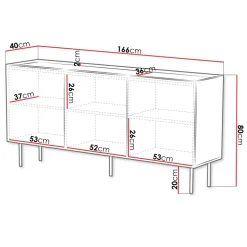 Madia 166x80h cm 3 ante con frontali decorati beige Daniele