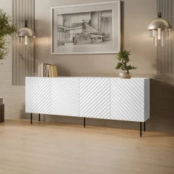 Madia 200x80h cm 4 ante con frontali decorati bianco Daniele