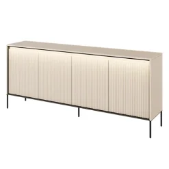 Madia 193x83h cm 4 ante con led cannettato beige nero Camelia