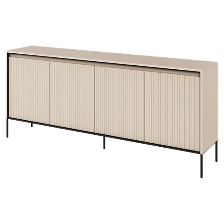 Madia 193x83h cm 4 ante con led cannettato beige nero Camelia