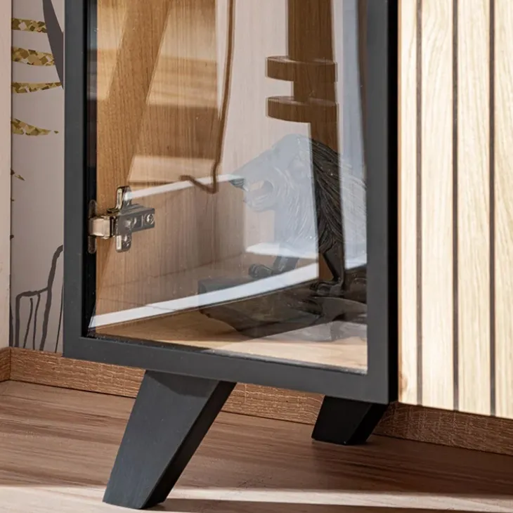 Madia 160x82h cm 4 ante con stampa nera soggiorno noce Mendes