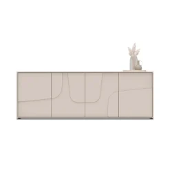 Madia 205x70h cm 4 ante design in rilievo beige cashmere Sonia