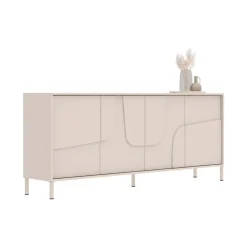 Madia 205x84h cm 4 ante design in rilievo con piedini beige cashmere Sonia