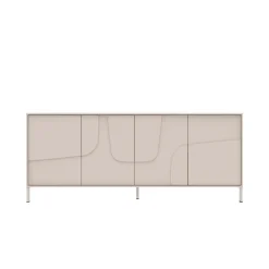 Madia 205x84h cm 4 ante design in rilievo con piedini beige cashmere Sonia