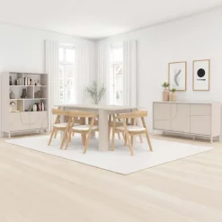 Madia 155x86h cm 3 ante design in rilievo con piedini beige cashmere Sonia
