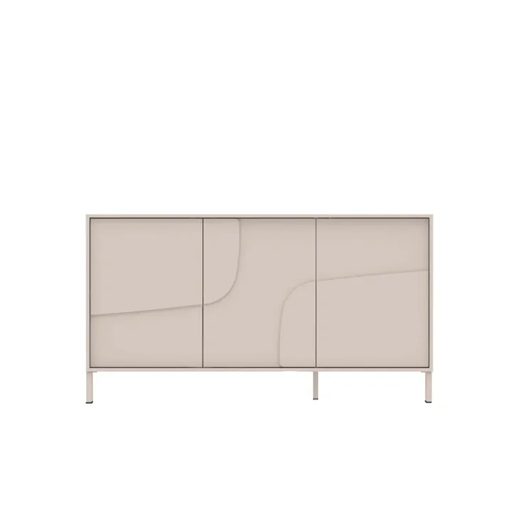 Madia 155x86h cm 3 ante design in rilievo con piedini beige cashmere Sonia