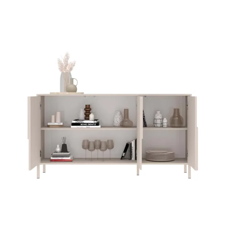 Madia 155x86h cm 3 ante design in rilievo con piedini beige cashmere Sonia