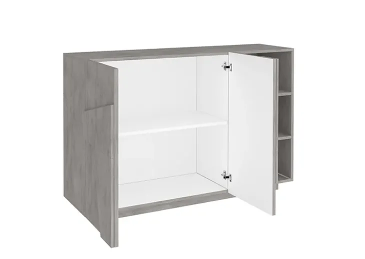 Madia 120x86h cm 2 ante e vani a giorno moderna grigio cemento Zenzero