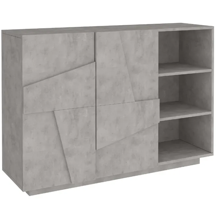 Madia 120x86h cm 2 ante e vani a giorno moderna grigio cemento Zenzero