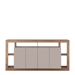 Madia 210x102h cm 4 ante e vani a vista beige cashmere rovere scuro Trilogy