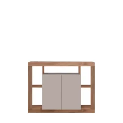 Madia 134x102h cm 2 ante e vani a vista beige cashmere rovere scuro Trilogy