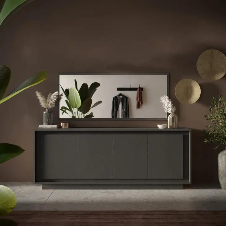 Madia 207x80h cm 4 ante moderna antracite Deluxe