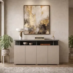 Madia 153x84h cm 4 ante moderna beige grigio Matt