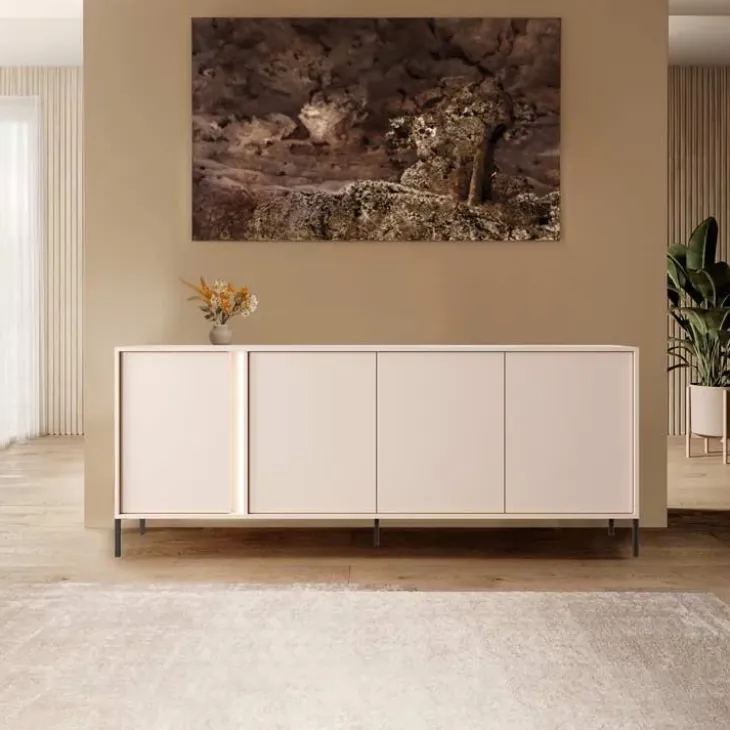 Madia 203x82h cm 4 ante moderna beige Melly