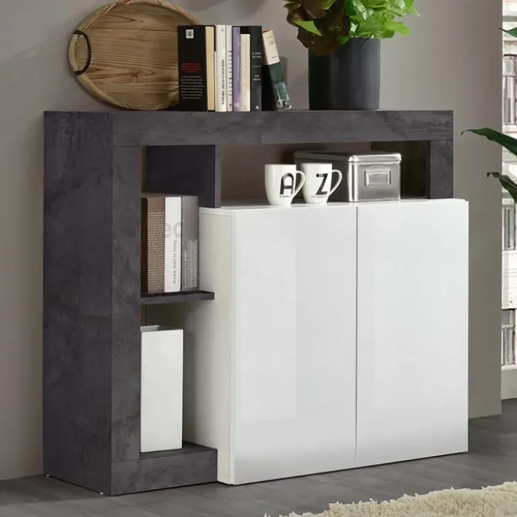 Madia 108x93h cm 2 ante moderna bianco lucido ossido Invictus