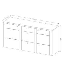 Madia 176x85h cm 2 ante moderna bianco frassinato rovere Paloma 2