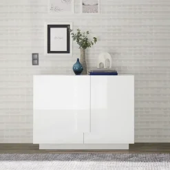 Madia 120x90h cm 2 ante moderna bianco laccato lucido Alvarez