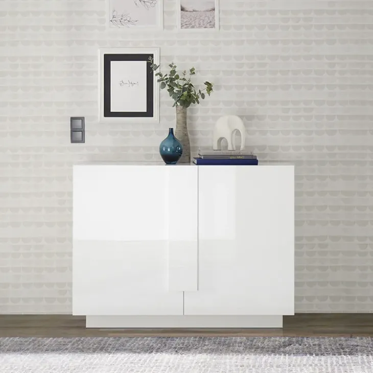Madia 120x90h cm 2 ante moderna bianco laccato lucido Alvarez