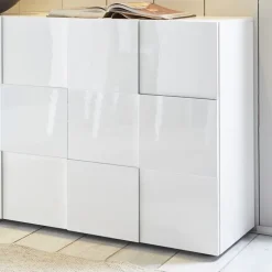 Madia 181x84h cm 3 ante moderna bianco laccato lucido Obsession