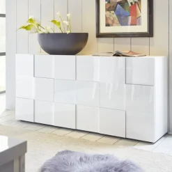Madia 181x84h cm 3 ante moderna bianco laccato lucido Obsession