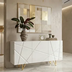 Madia 160x76h cm 3 ante moderna bianco lucido Kalmar