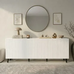 Madia 201x83h cm 4 ante moderna cannettato bianco Essence