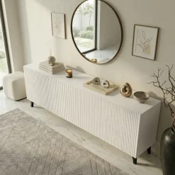 Madia 201x83h cm 4 ante moderna cannettato bianco Essence