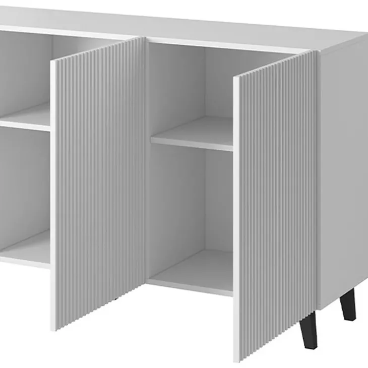 Madia 201x83h cm 4 ante moderna cannettato bianco Essence