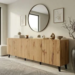 Madia 201x82h cm 4 ante moderna cannettato quercia Essence