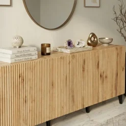Madia 201x82h cm 4 ante moderna cannettato quercia Essence