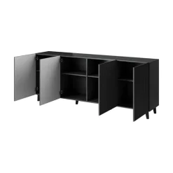 Madia 201x83h cm 4 ante moderna cannettato antracite Essence