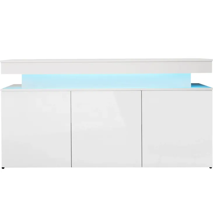 Madia 160x83h cm 3 ante moderna con led bianco Lumus