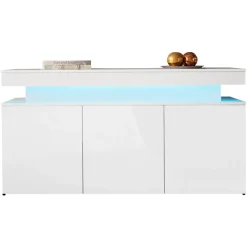 Madia 160x83h cm 3 ante moderna con led bianco Lumus