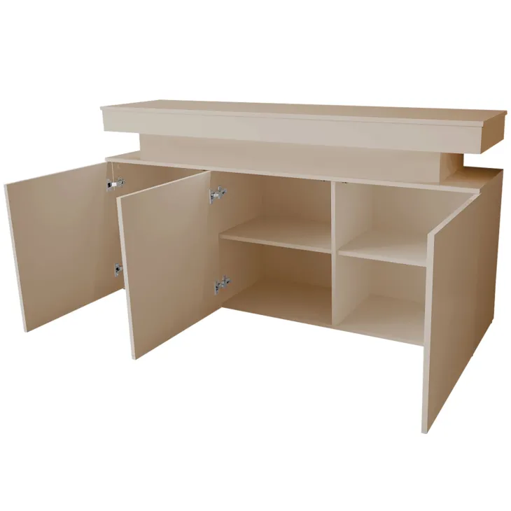 Madia 160x83h cm 3 ante moderna con led beige cashmere Lumus