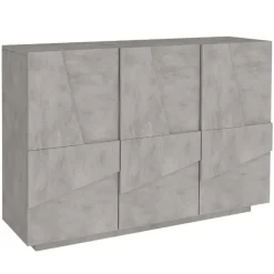 Madia 120x86h cm 3 ante moderna decorate grigio cemento Zenzero