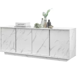 Madia 180x79h cm 4 ante moderna effetto marmo bianco Viking