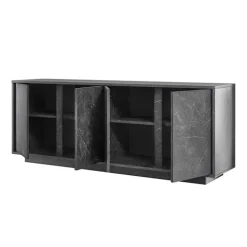 Madia 180x79h cm 4 ante moderna effetto marmo nero Viking