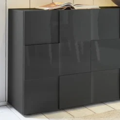 Madia 181x84h cm 3 ante moderna grigio lucido Obsession