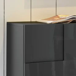 Madia 181x84h cm 3 ante moderna grigio lucido Obsession