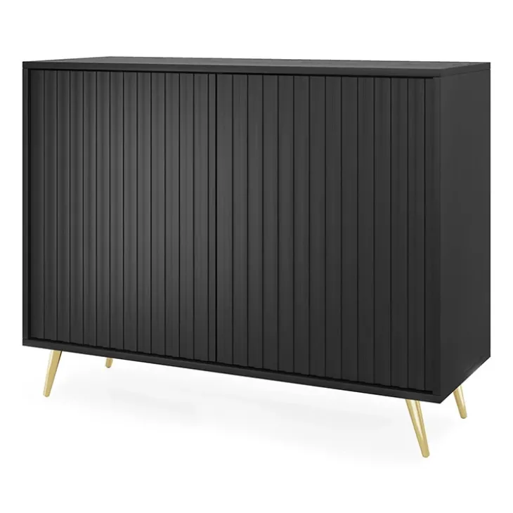 Madia 104x78h cm 2 ante moderna nero cannettato Celestia