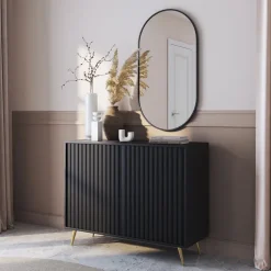 Madia 104x78h cm 2 ante moderna nero cannettato Celestia
