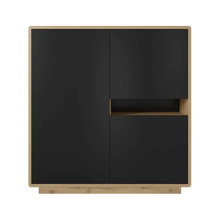 Madia 121x126h cm 3 ante moderna nero opaco rovere Esmond